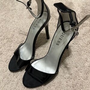 GUESS Open Toe Black Stiletto Heels for Women